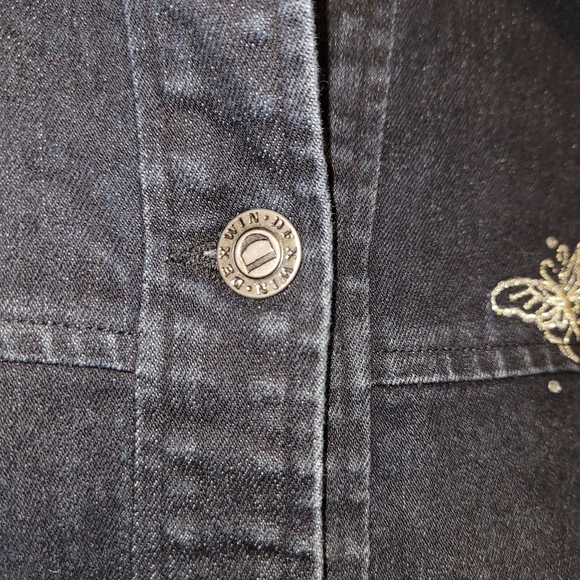 Y2K Butterfly Embroidered Denim Jacket | Dark Wash Studded | Women’s Small - Picture 6 of 8